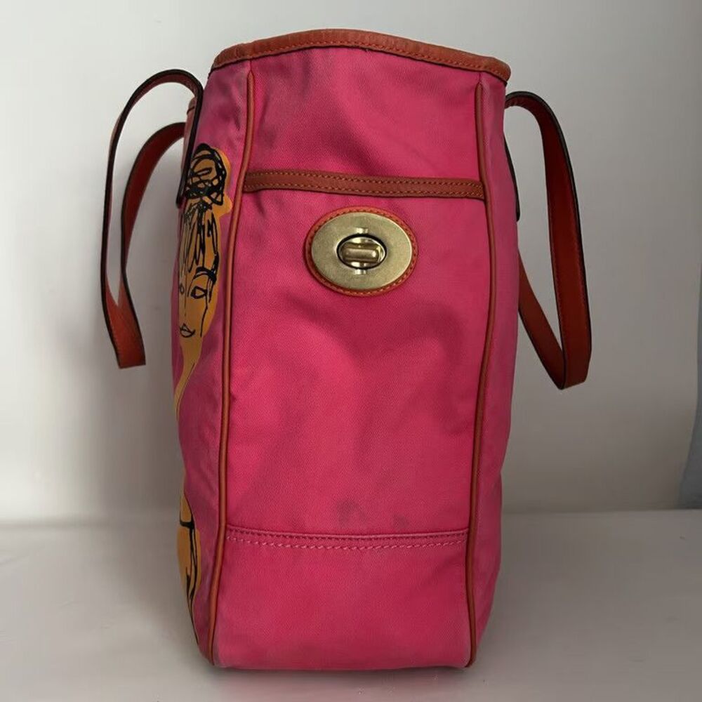 Coach 13379 Bonnie Cashin Tote Bag Pink Canvas Graphic Kisslock Madison Ave - Picture 7 of 14